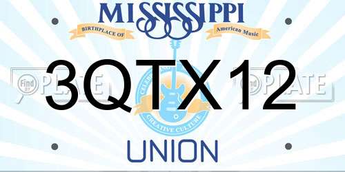 3QTX12 Mississippi License Plate