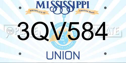 3QV584 Mississippi License Plate