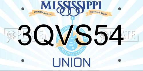 3QVS54 Mississippi License Plate