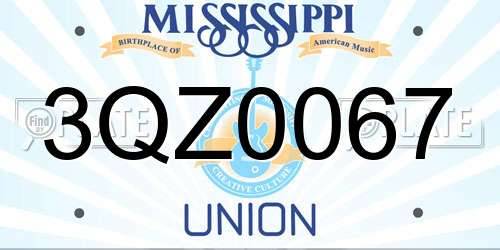 3QZ0067 Mississippi License Plate