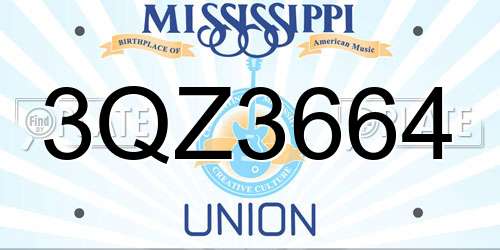 3QZ3664 Mississippi License Plate