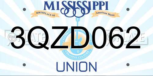3QZD062 Mississippi License Plate