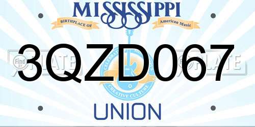3QZD067 Mississippi License Plate