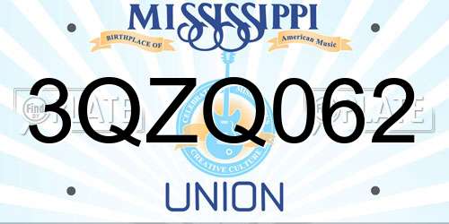 3QZQ062 Mississippi License Plate
