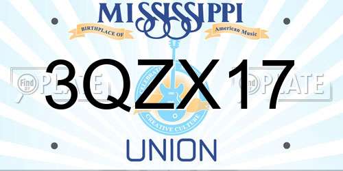 3QZX17 Mississippi License Plate