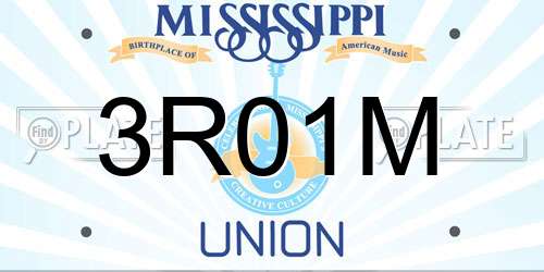 3R01M Mississippi License Plate