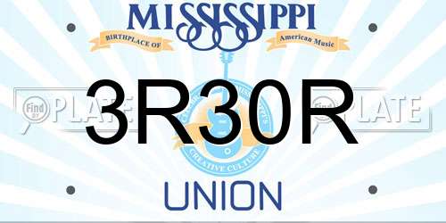 3R30R Mississippi License Plate