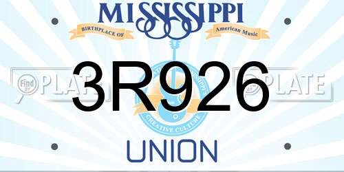 3R926 Mississippi License Plate