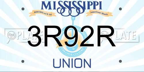 3R92R Mississippi License Plate