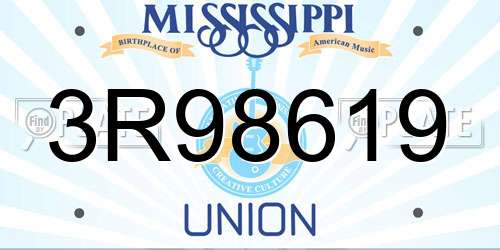 3R98619 Mississippi License Plate