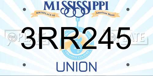 3RR245 Mississippi License Plate