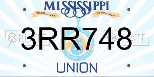 3RR748 Mississippi License Plate
