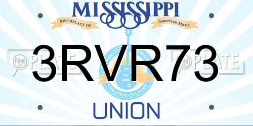 3RVR73 Mississippi License Plate