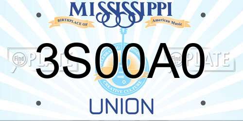 3S00A0 Mississippi License Plate