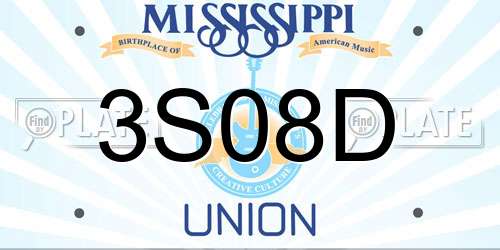 3S08D Mississippi License Plate