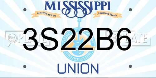 3S22B6 Mississippi License Plate