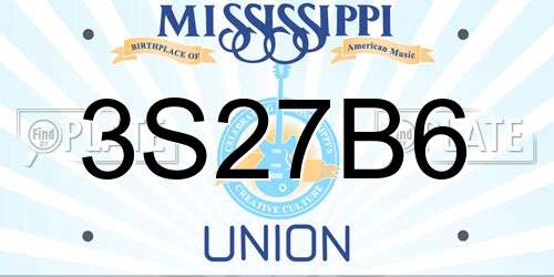 3S27B6 Mississippi License Plate