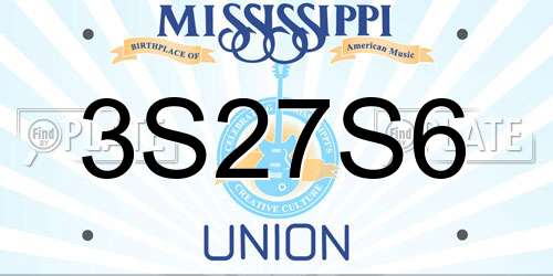 3S27S6 Mississippi License Plate