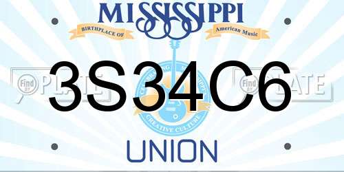 3S34C6 Mississippi License Plate