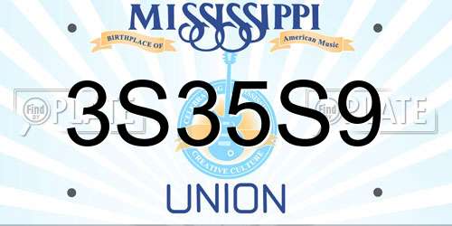 3S35S9 Mississippi License Plate