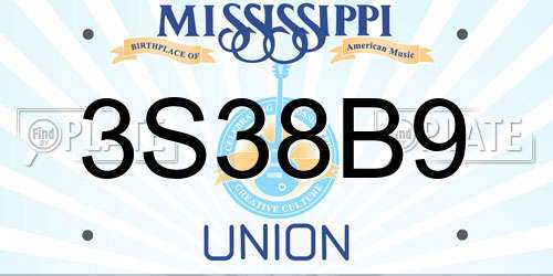 3S38B9 Mississippi License Plate