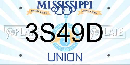 3S49D Mississippi License Plate