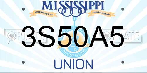 3S50A5 Mississippi License Plate