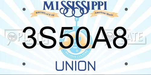 3S50A8 Mississippi License Plate