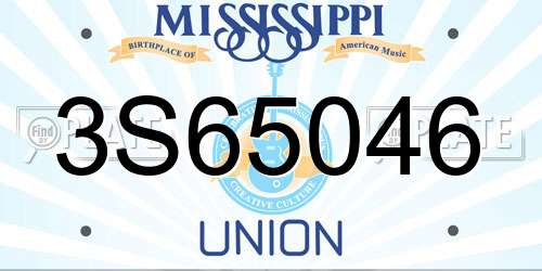3S65046 Mississippi License Plate
