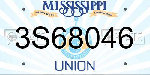 3S68046 Mississippi License Plate