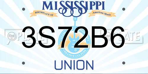 3S72B6 Mississippi License Plate