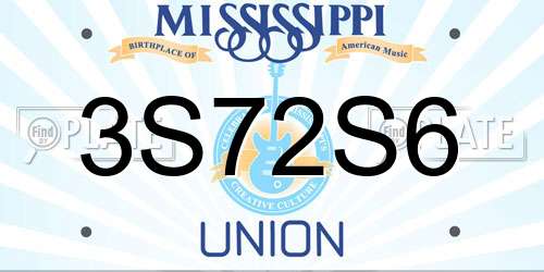 3S72S6 Mississippi License Plate