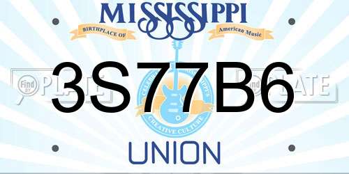 3S77B6 Mississippi License Plate