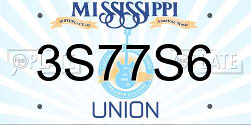3S77S6 Mississippi License Plate