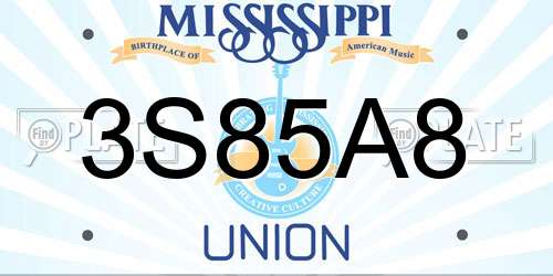 3S85A8 Mississippi License Plate