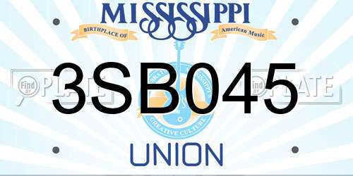 3SB045 Mississippi License Plate