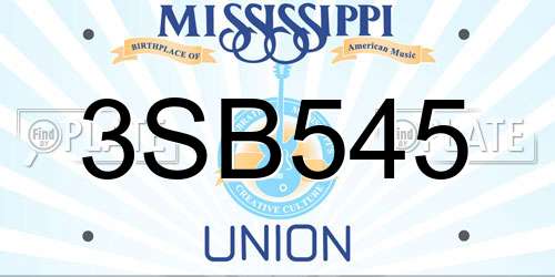 3SB545 Mississippi License Plate
