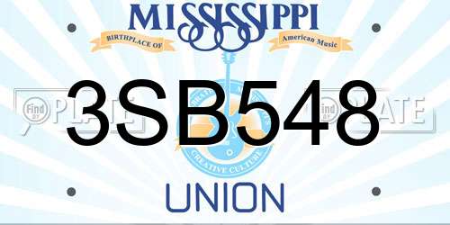 3SB548 Mississippi License Plate