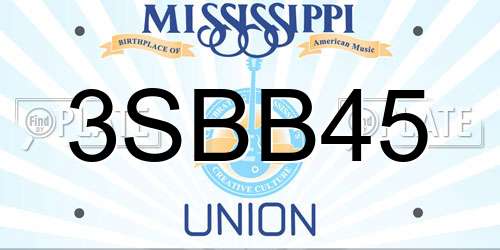 3SBB45 Mississippi License Plate
