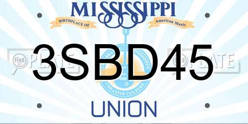 3SBD45 Mississippi License Plate