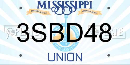 3SBD48 Mississippi License Plate
