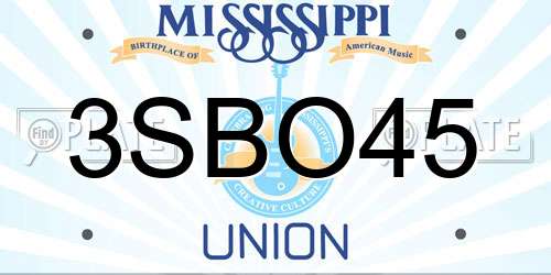 3SBO45 Mississippi License Plate