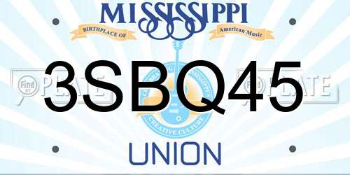 3SBQ45 Mississippi License Plate
