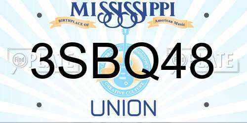 3SBQ48 Mississippi License Plate