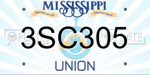 3SC305 Mississippi License Plate