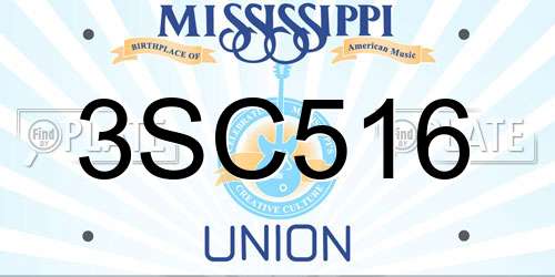 3SC516 Mississippi License Plate