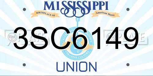3SC6149 Mississippi License Plate
