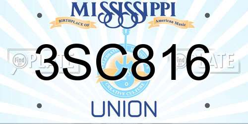 3SC816 Mississippi License Plate