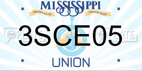 3SCE05 Mississippi License Plate