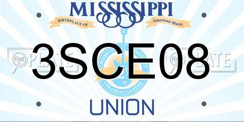 3SCE08 Mississippi License Plate